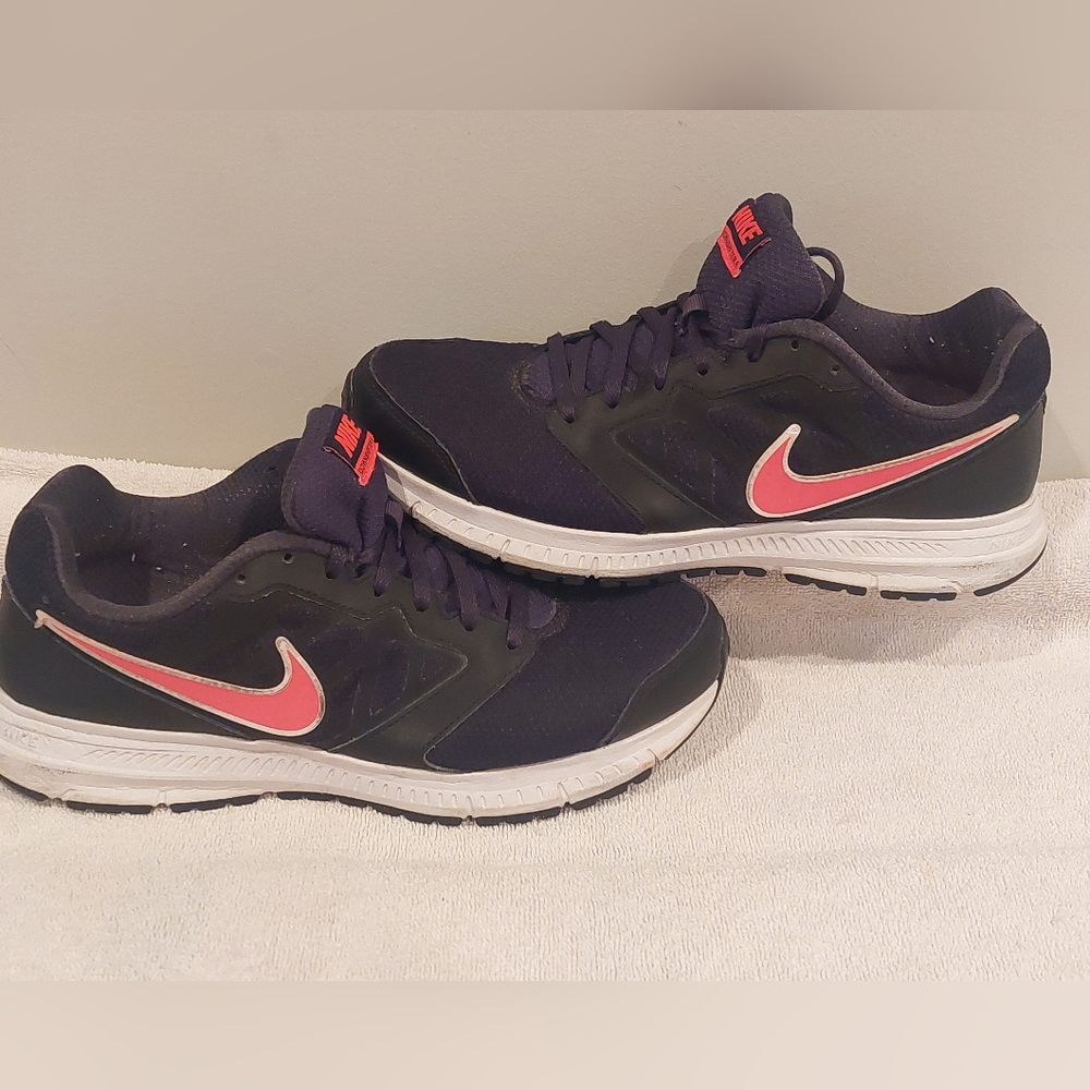 Nike Black Athletic Shoes with Pink Swoosh